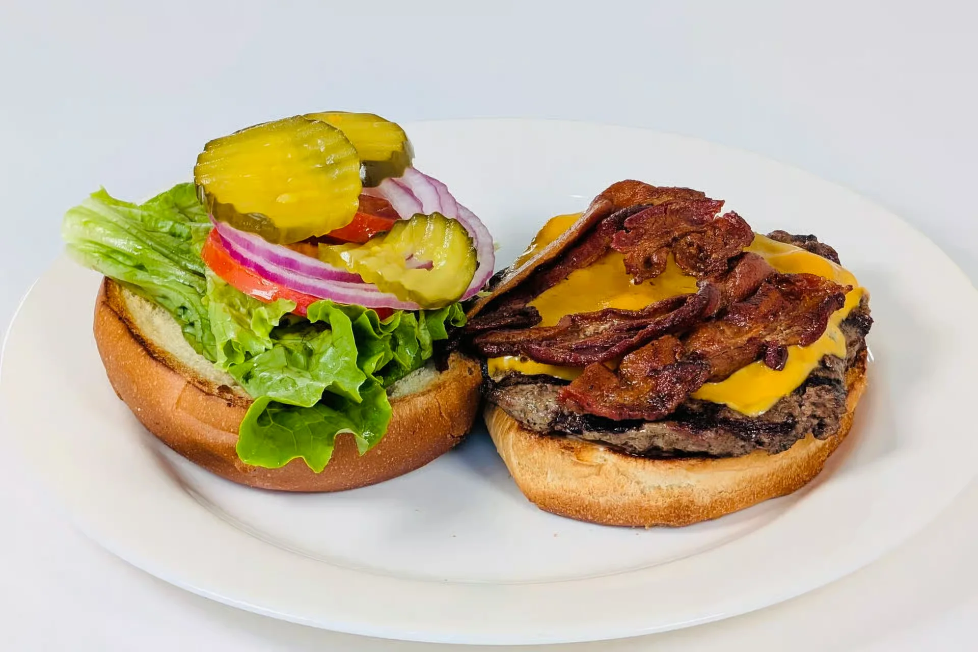 Mel's Magic Burger - Topped with cheddar cheese and bacon