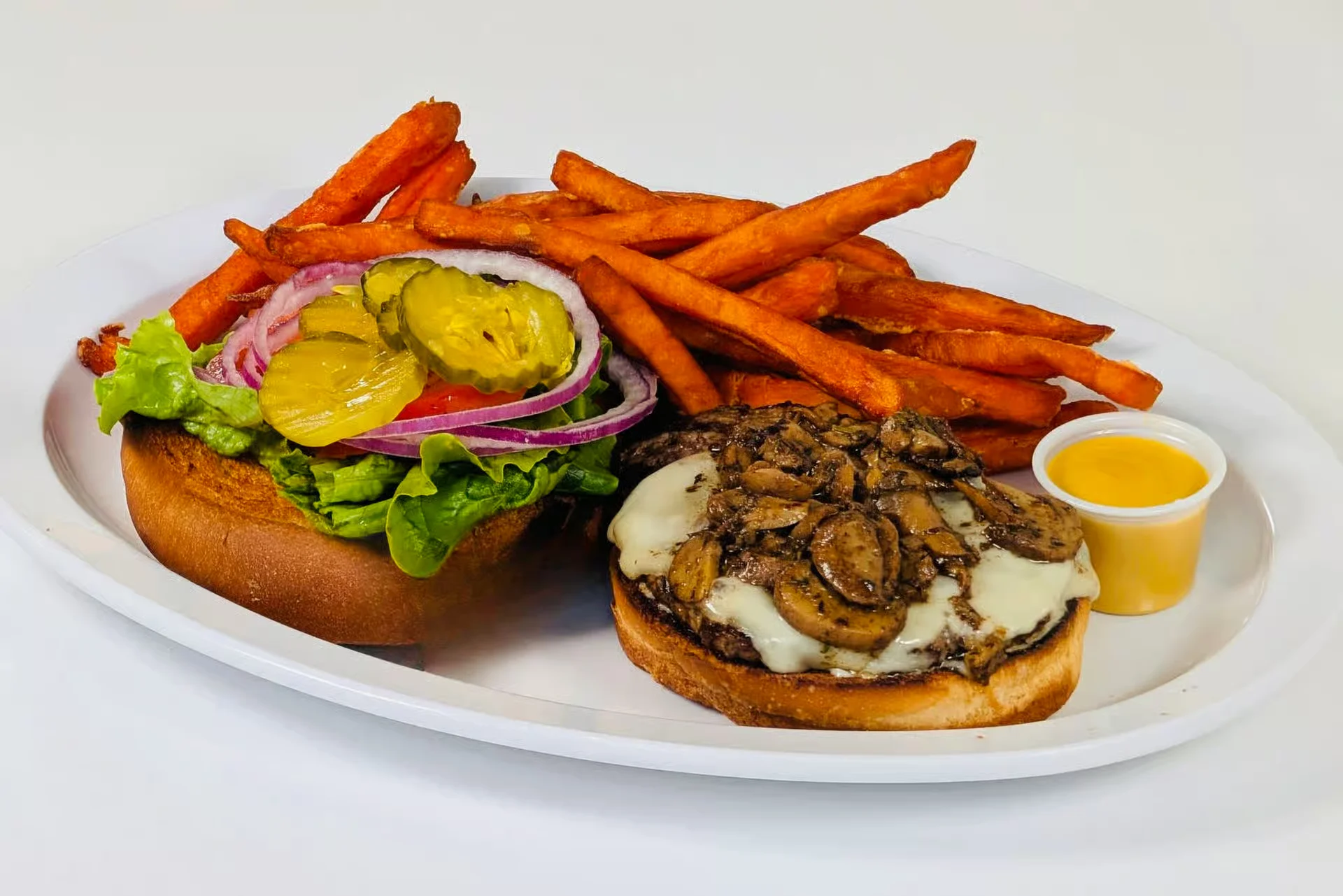 Mushroom Burger - Slathered with sauteed mushrooms